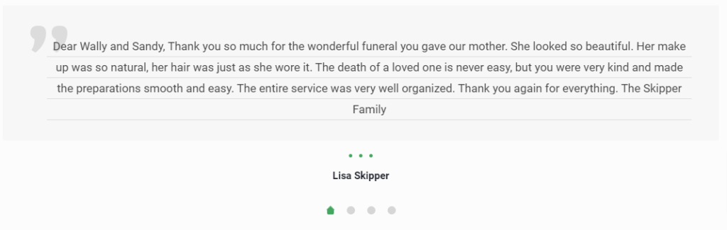 A testimonial from a funeral director